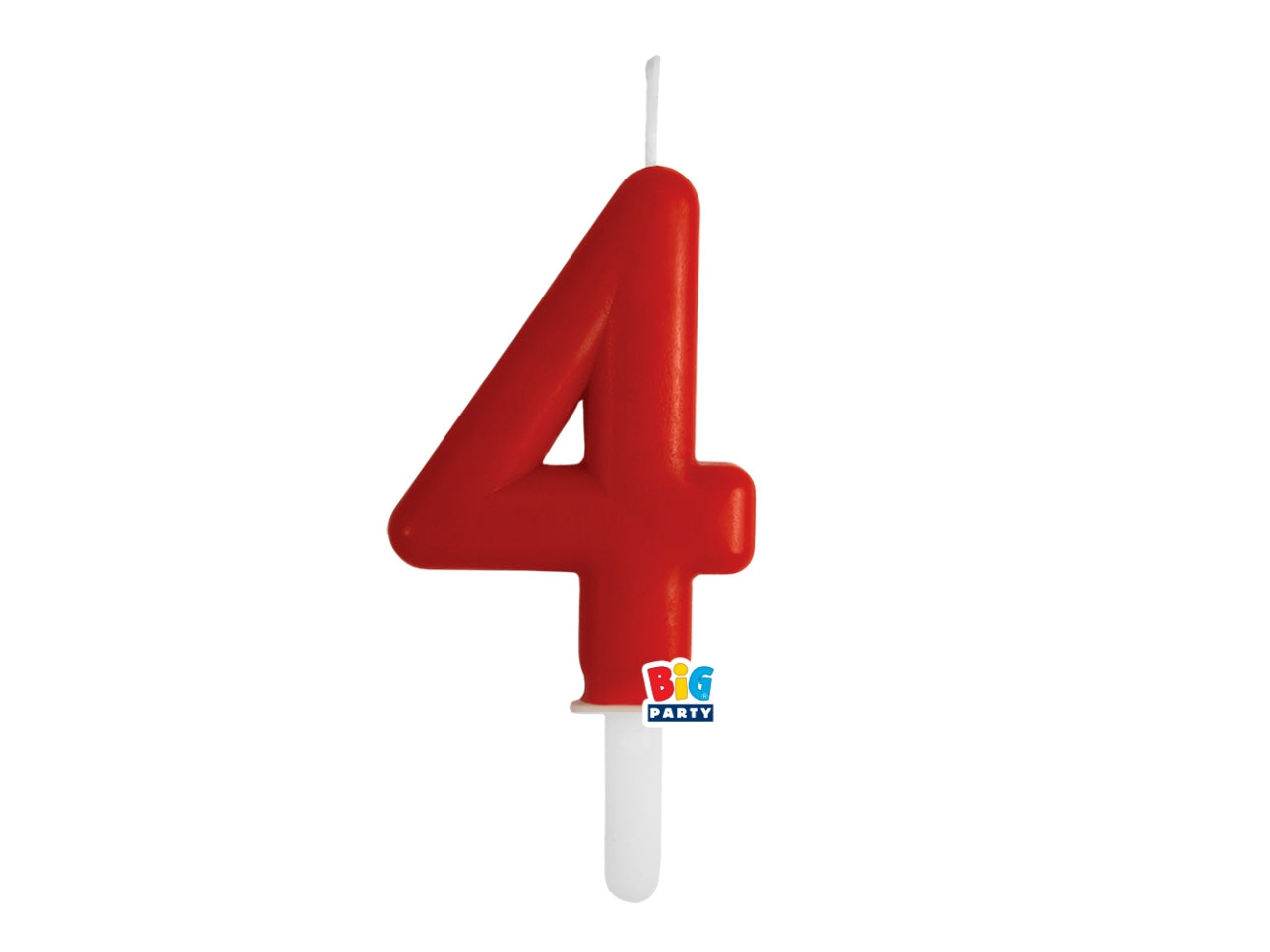 Candelina numero  4 di Cera Tiny Plump Rosso 7cm