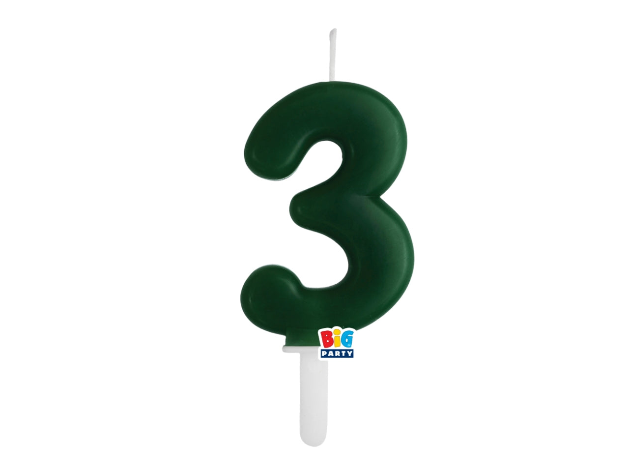 Candelina numero  3 di Cera Tiny Plump Verde Foresta 7cm
