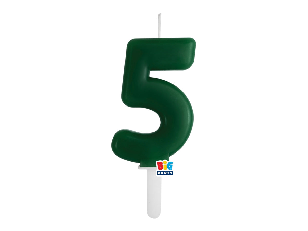 Candelina numero  5 di Cera Tiny Plump Verde Foresta 7cm