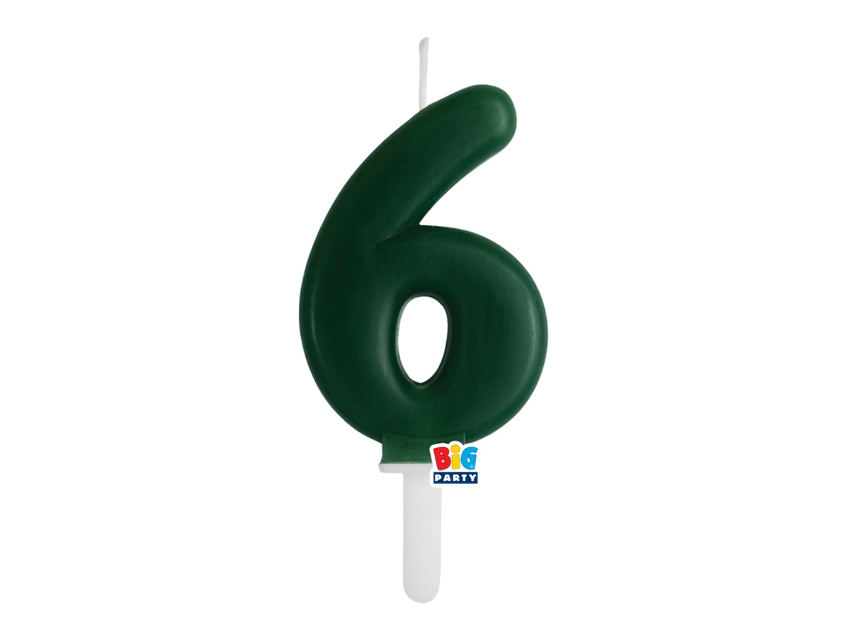 Candelina numero  6 di Cera Tiny Plump Verde Foresta 7cm