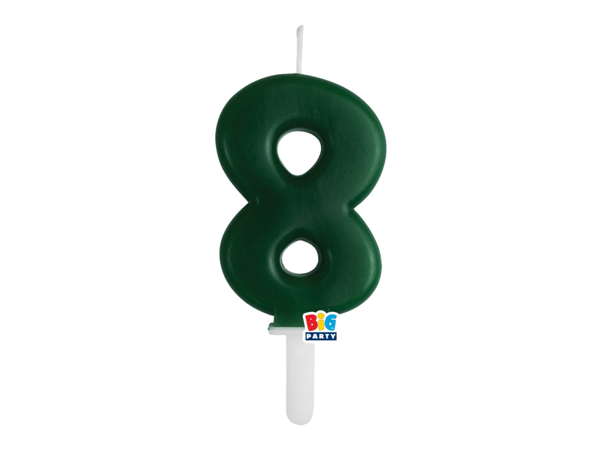 Candelina numero  8 di Cera Tiny Plump Verde Foresta 7cm