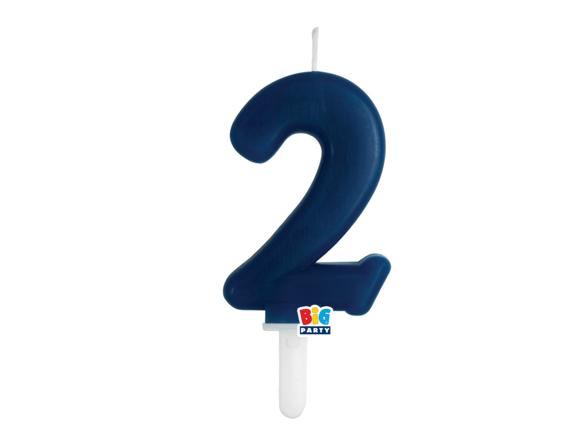 Candelina numero  2 di Cera Tiny Plump Blu Navy 7cm