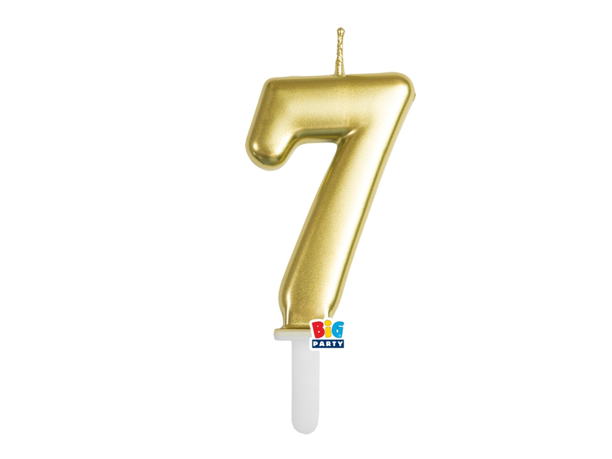 Candelina numero  7 di Cera Tiny Plump Oro Metal 7cm