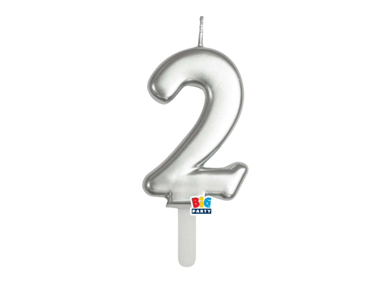 Candelina numero  2 di Cera Tiny Plump Argento Metal 7cm