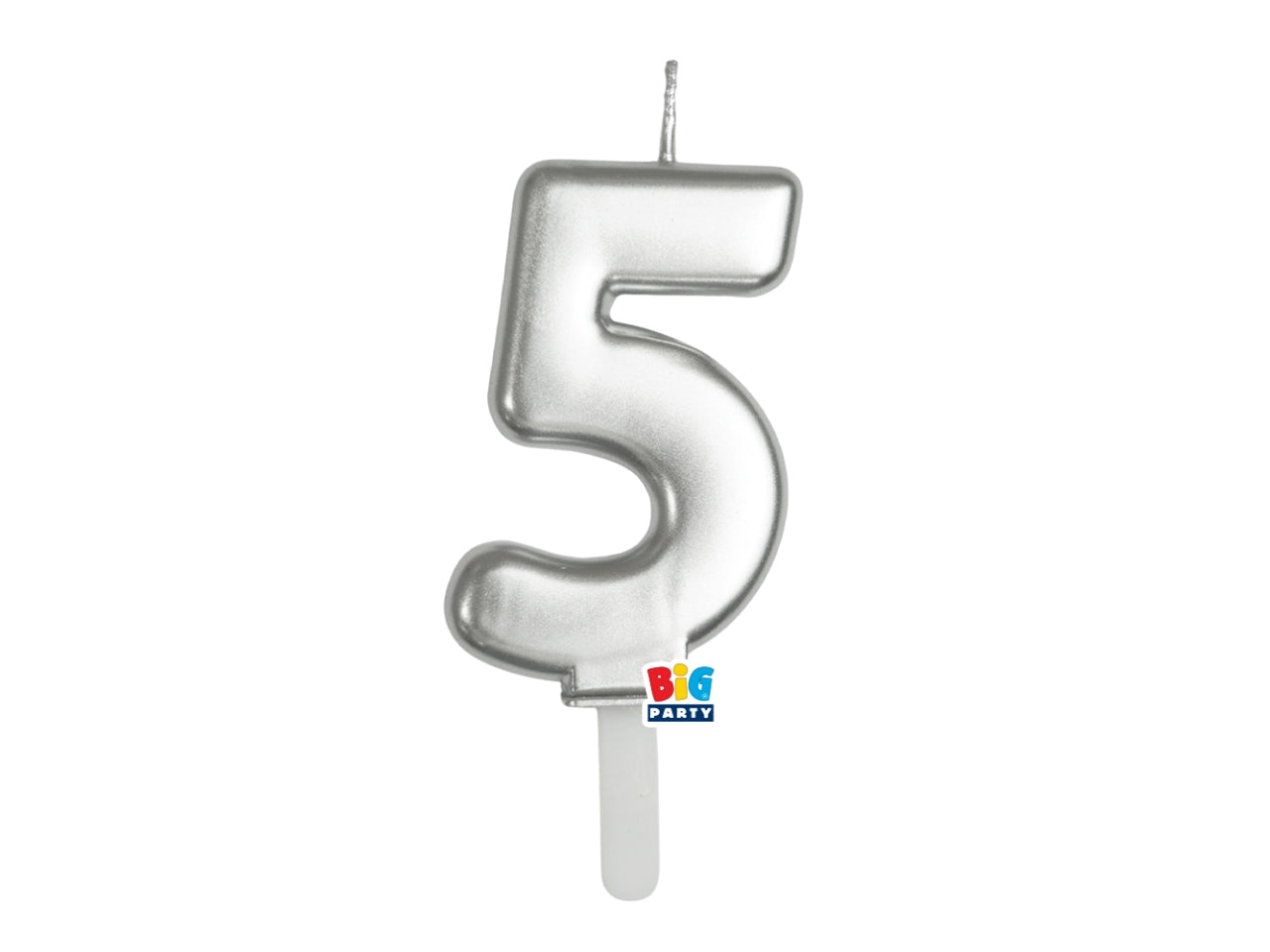 Candelina numero  5 di Cera Tiny Plump Argento Metal 7cm