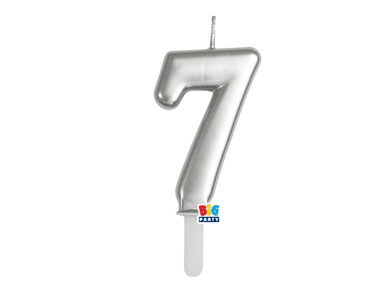 Candelina numero  7 di Cera Tiny Plump Argento Metal 7cm