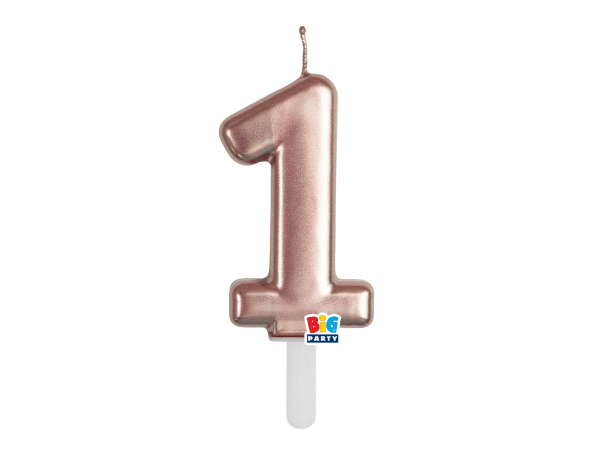 Candelina numero  1 di Cera Tiny Plump Rose Gold Metal 7cm