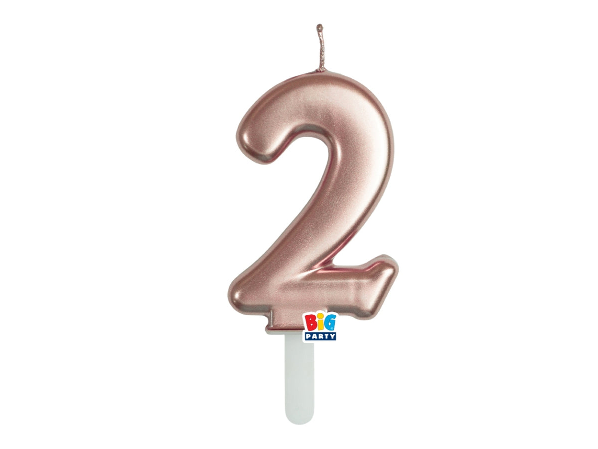 Candelina numero  2 di Cera Tiny Plump Rose Gold Metal 7cm