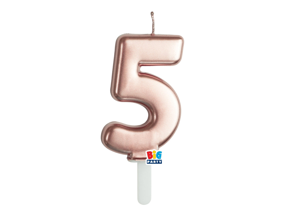 Candelina numero  5 di Cera Tiny Plump Rose Gold Metal 7cm
