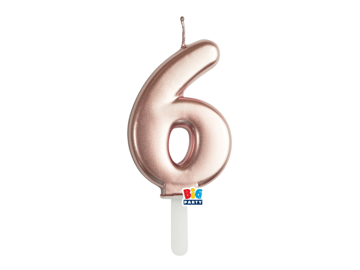 Candelina numero  6 di Cera Tiny Plump Rose Gold Metal 7cm