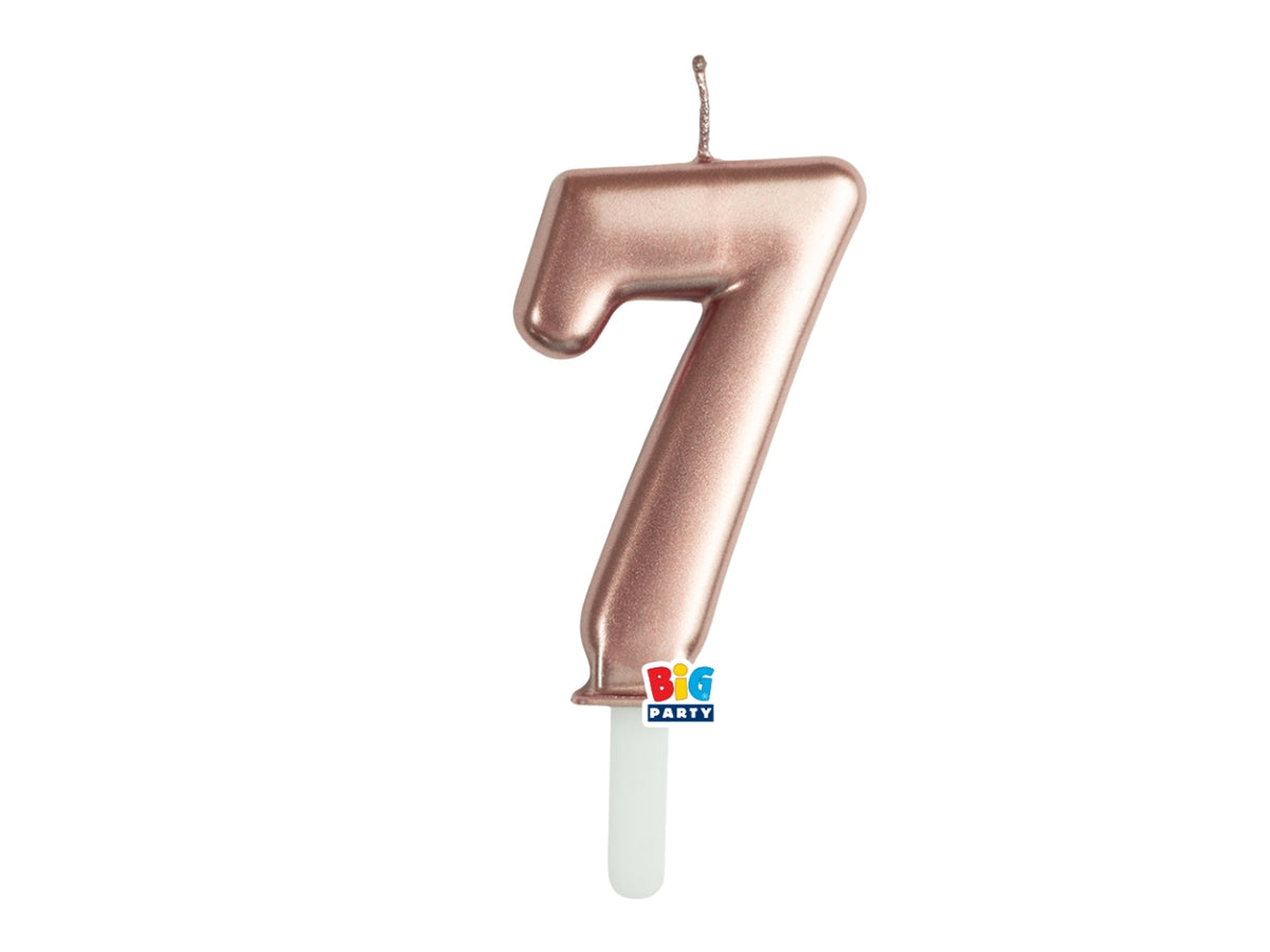 Candelina numero  7 di Cera Tiny Plump Rose Gold Metal 7cm