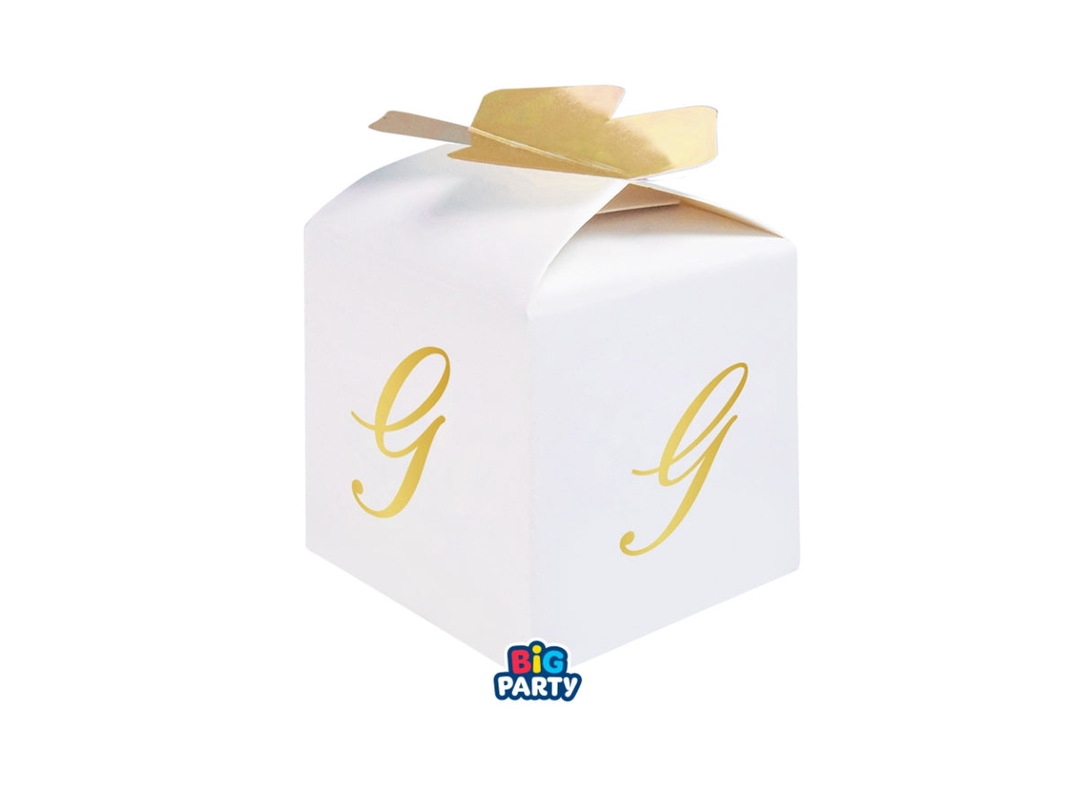 Scatoline portaconfetti Cubetto Fiocco Lettera G Oro set da 10 scatoline