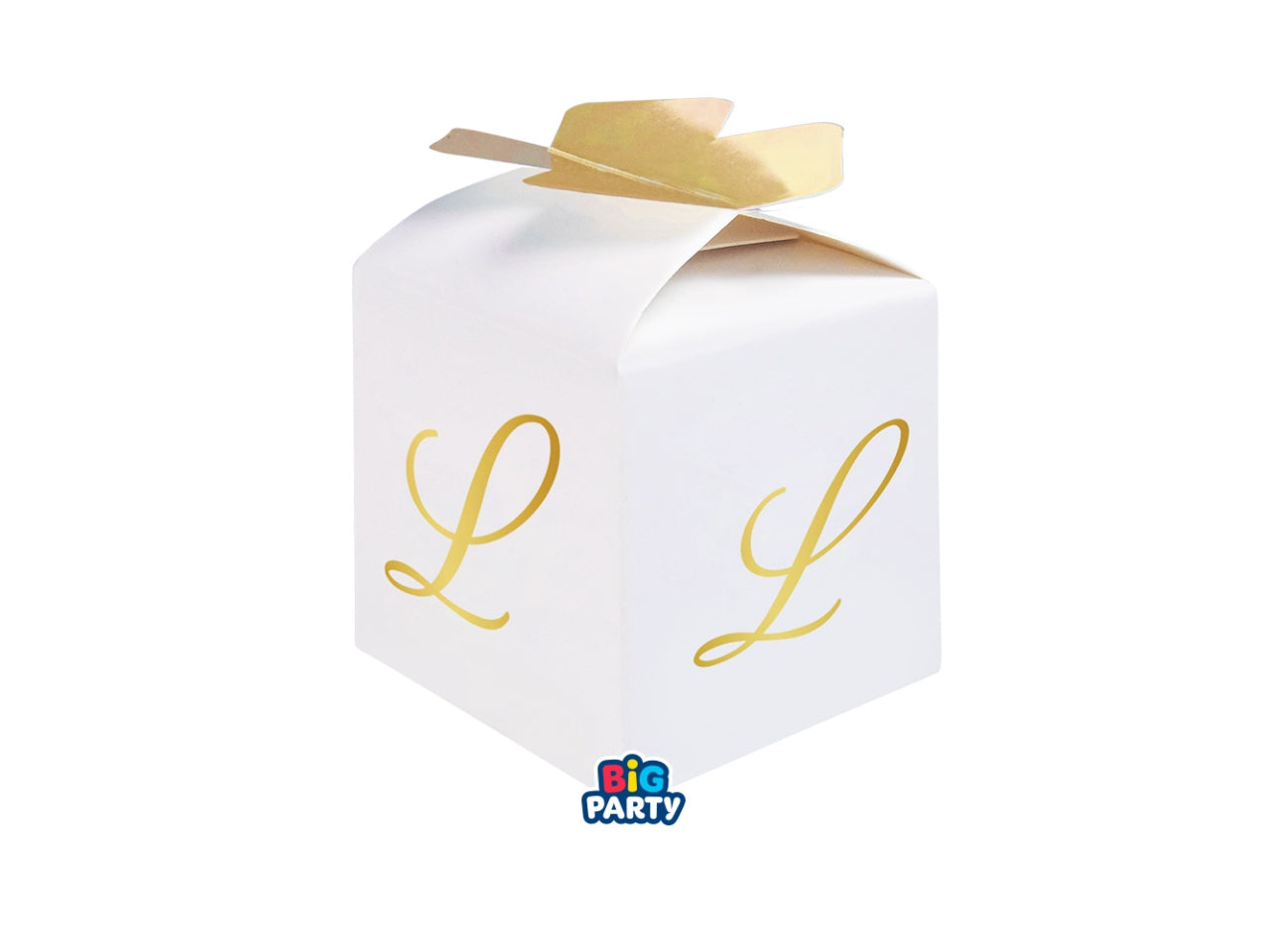 Scatoline portaconfetti Cubetto Fiocco Lettera L Oro set da 10 scatoline