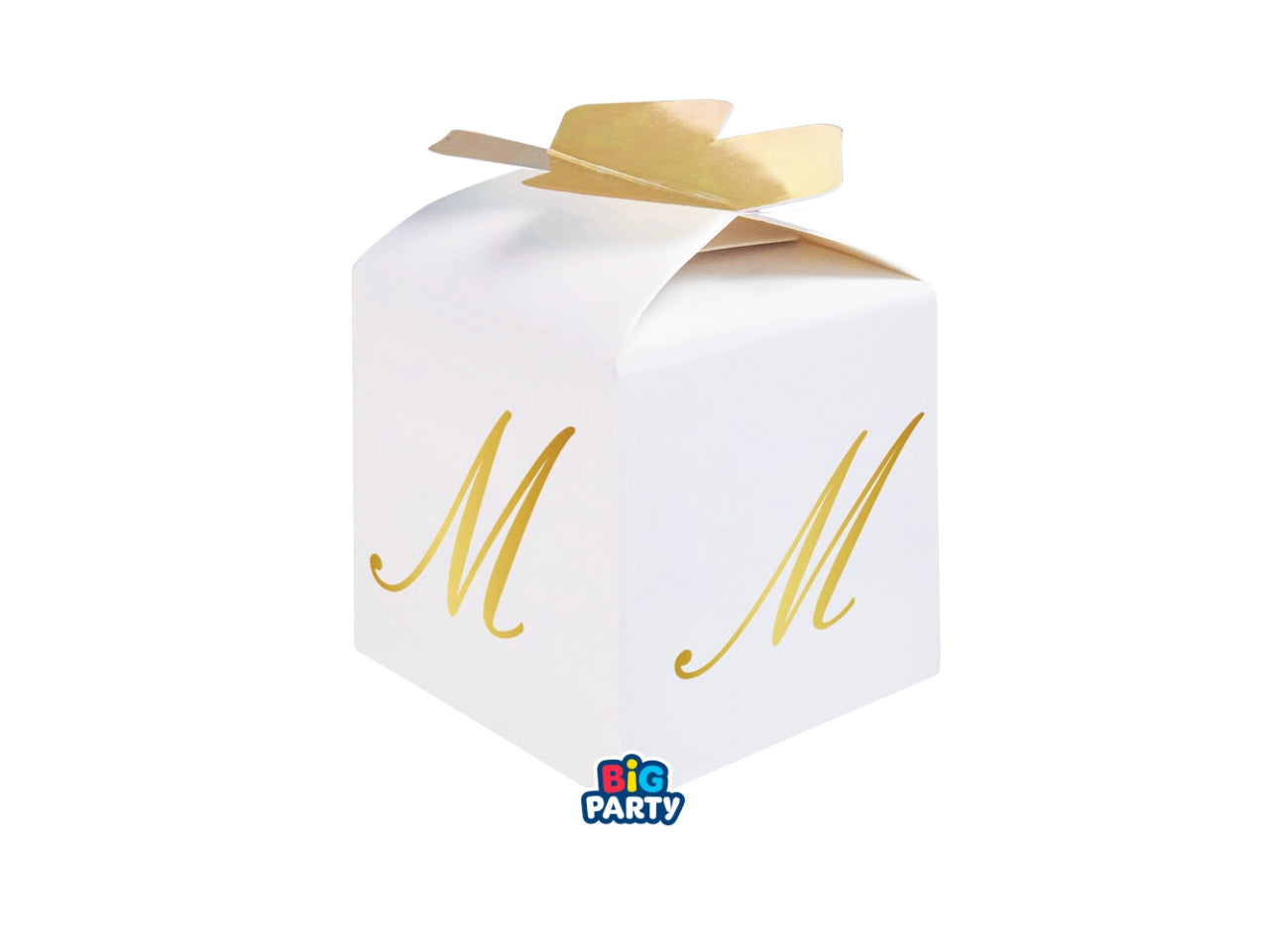 Scatoline portaconfetti Cubetto Fiocco Lettera M Oro set da 10 scatoline