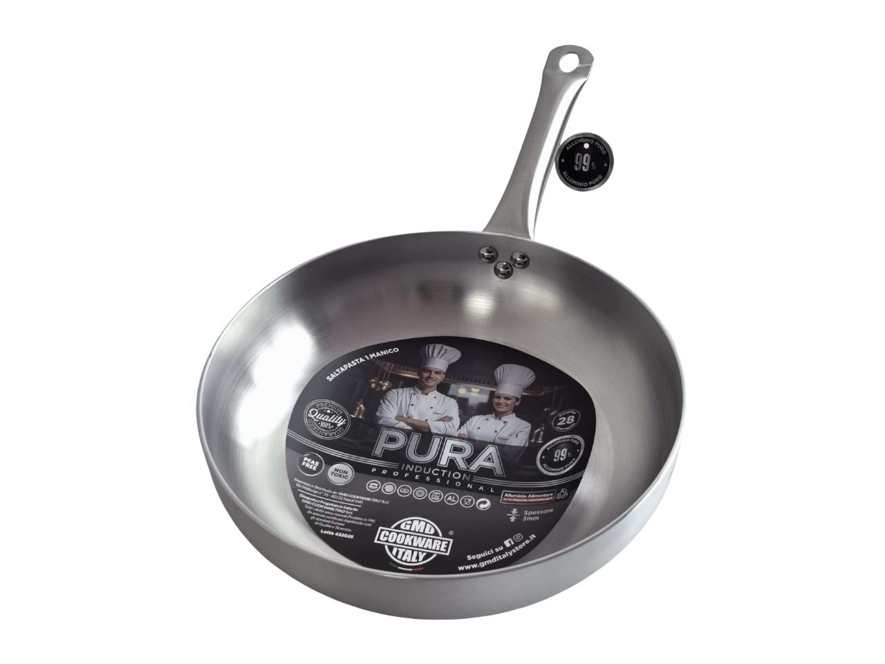 Pura induction-saltapasta 1m inox 28cm 3mm
