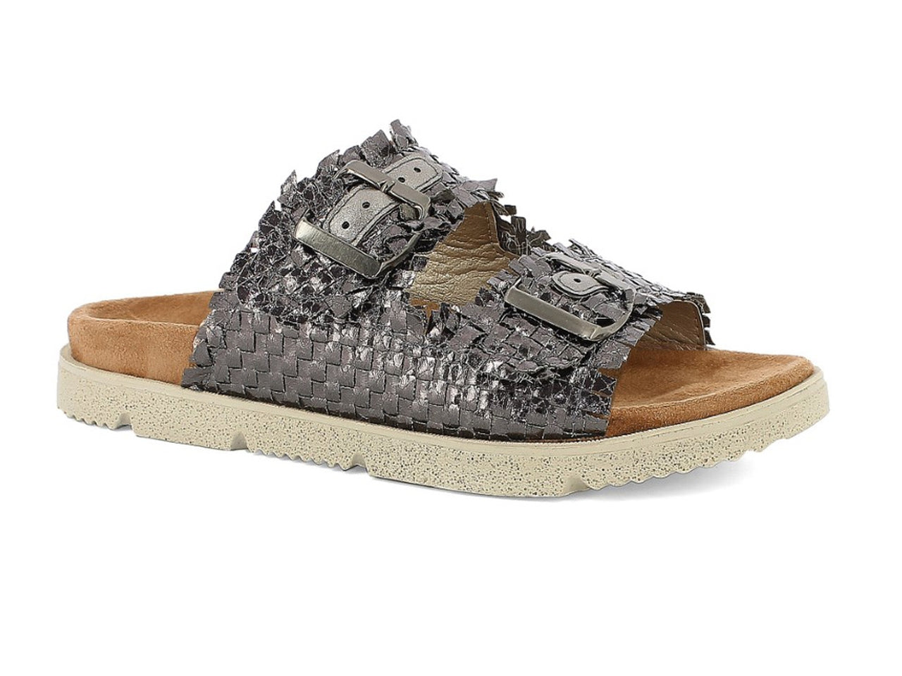 Inblu ciabatta donna doppia fascia con fibbie, canna fucile taglia 40