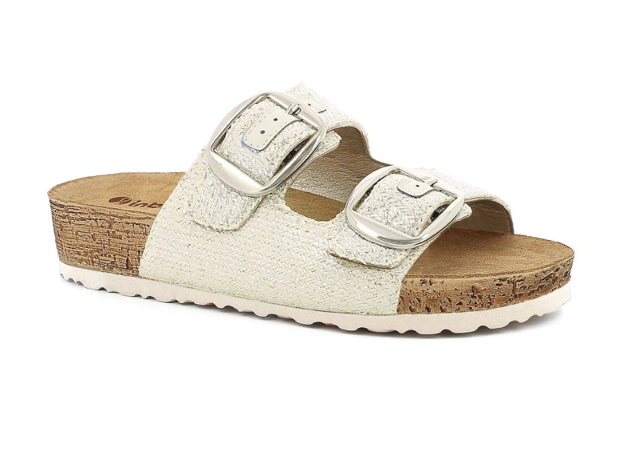 Inblu ciabatta donna doppia fascia con fibbie, bianca taglia 40
