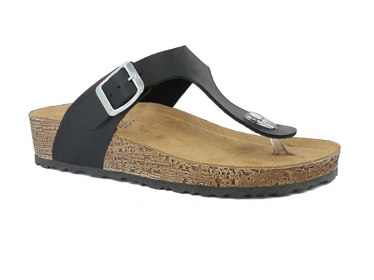 Inblu infradito donna con plantare in pelle e tacco rialzato, nera taglia 40