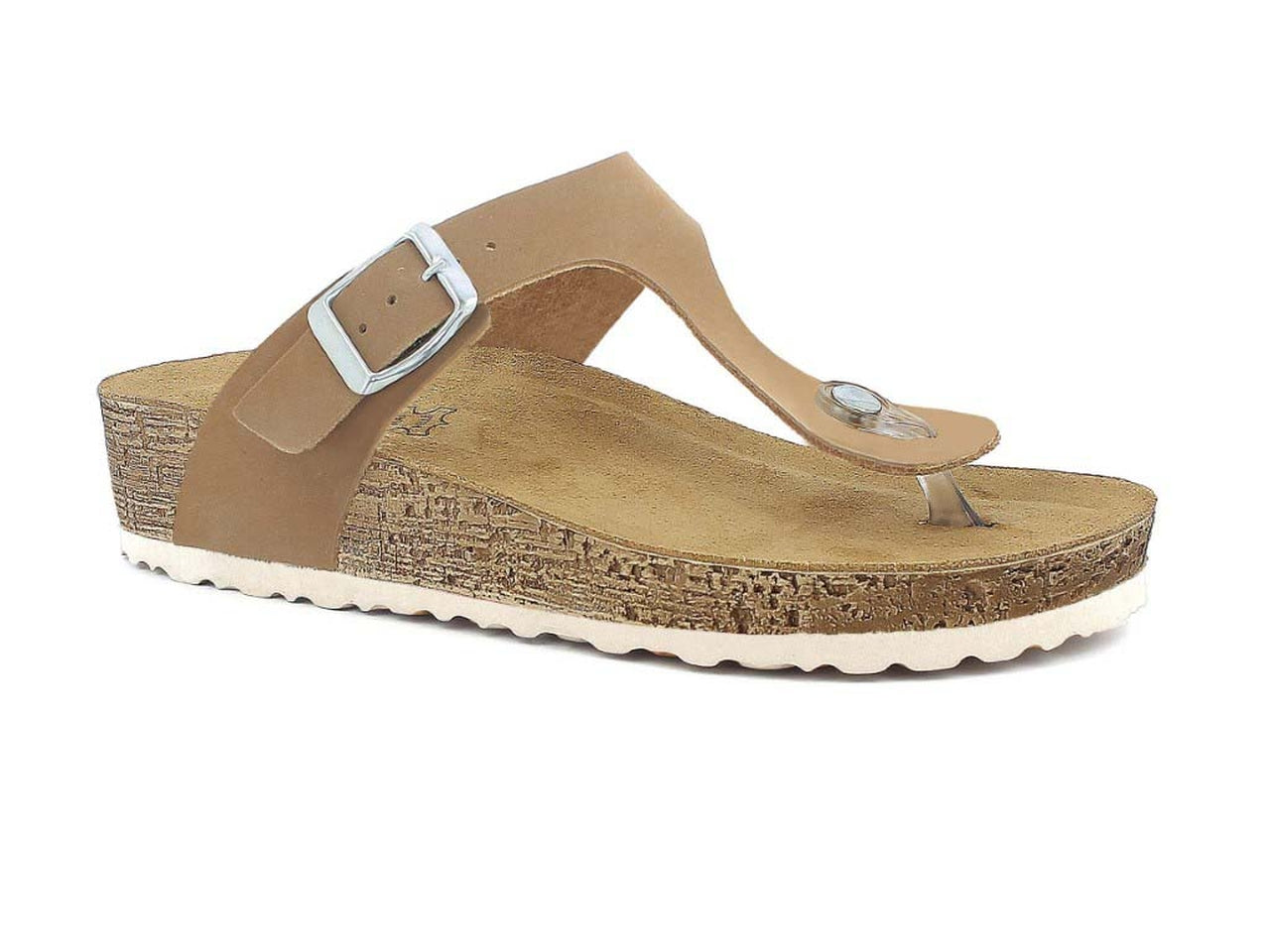 Inblu infradito donna con plantare in pelle e tacco rialzato, moka taglia 36