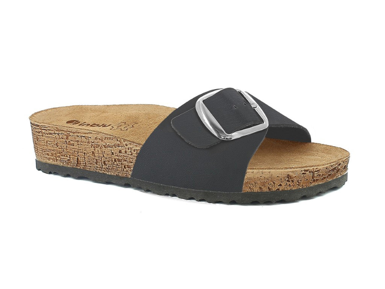 Inblu ciabatta donna a fascia con fibbia, nera taglia 40
