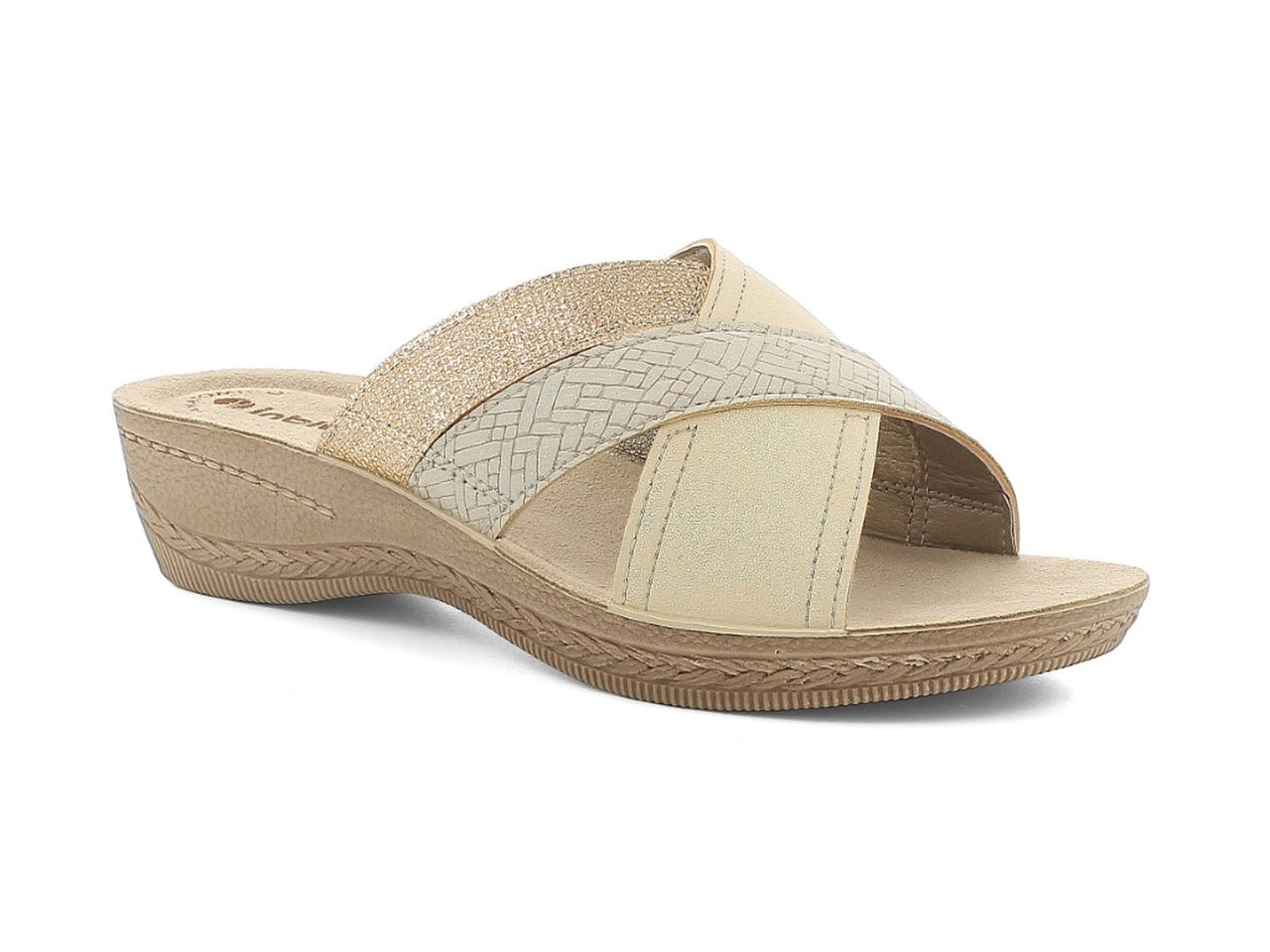 Inblu ciabatta donna doppia fascia intrecciata sabbia taglia 37