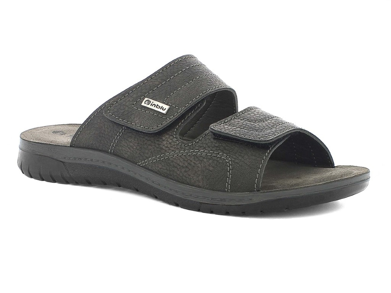 Inblu ciabatta uomo doppia fascia regolabile con velcro, nera taglia 42