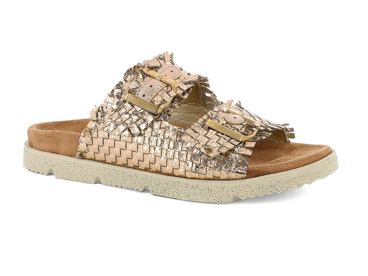 Inblu ciabatta donna doppia fascia con fibbie, rame taglia 38