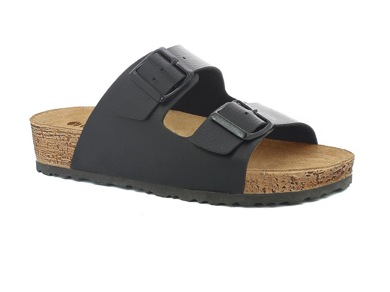 Inblu ciabatta donna con doppia fascia e fibbia regolabile, nera taglia 38