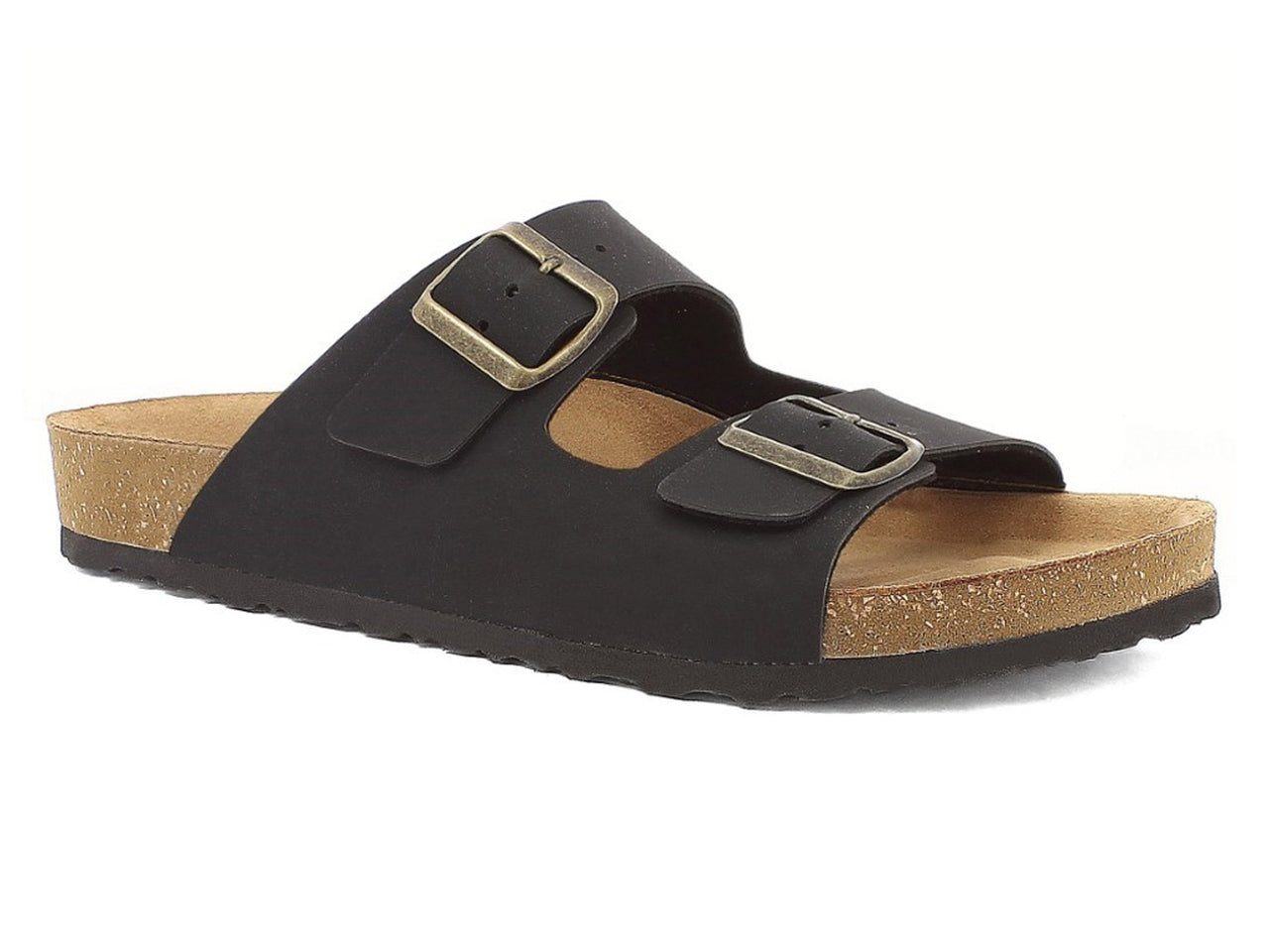 Inblu ciabatta uomo doppia fascia con fibbie, nero taglia 43