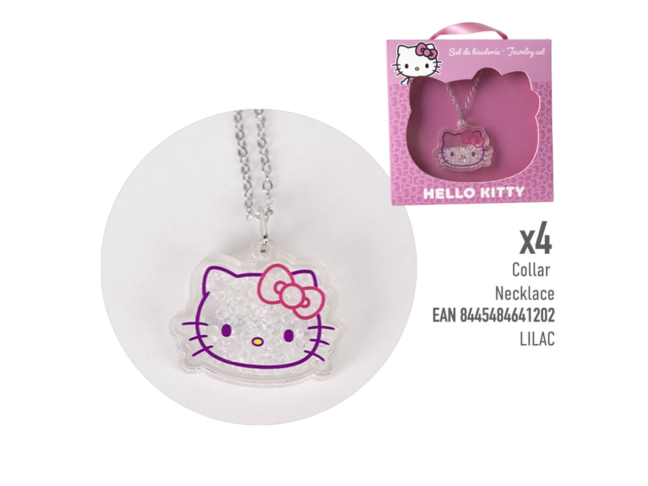 Hello kitty collana con pendente lilla
