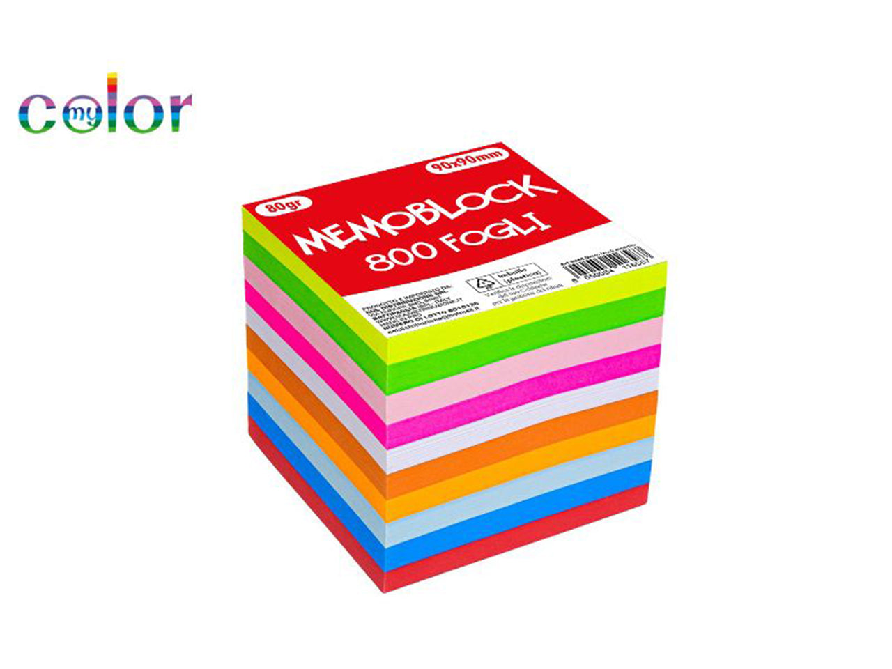 Memoblock 90x90mm 800 fogli colorati