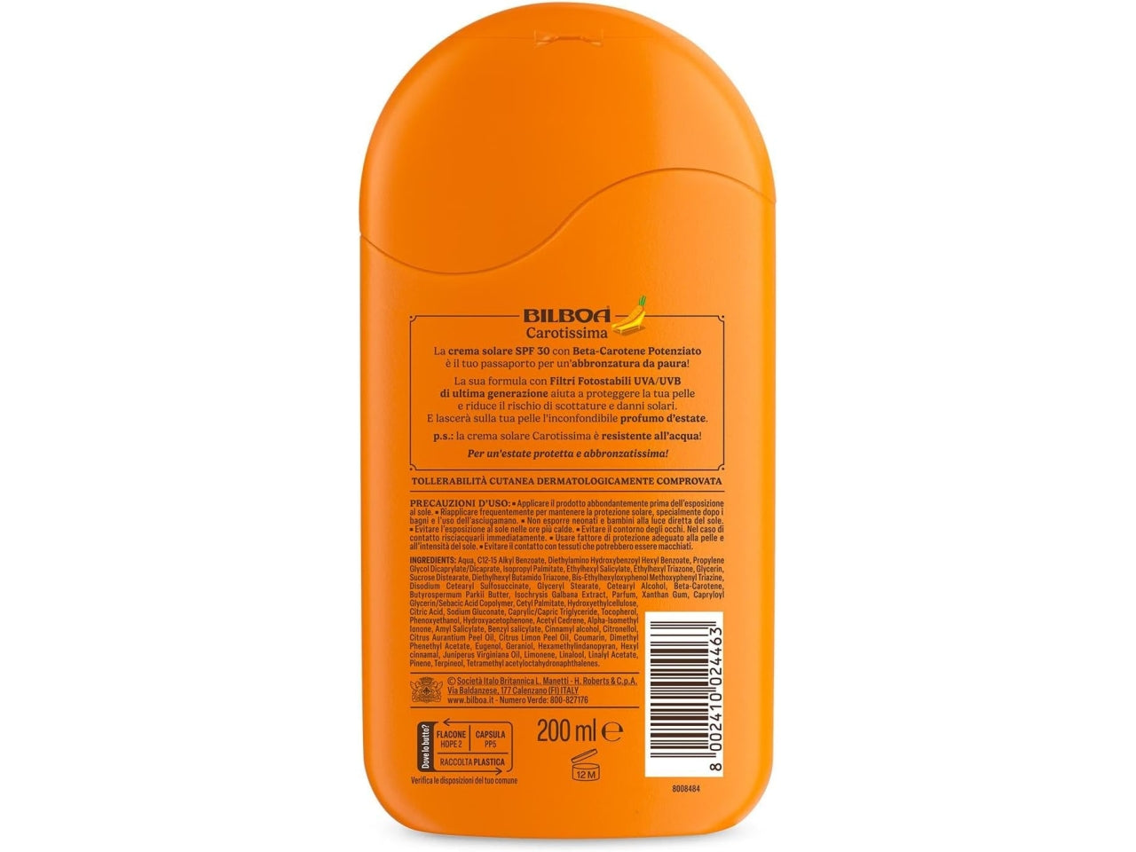 Bilboa carotissima crema solare spf30 200ml