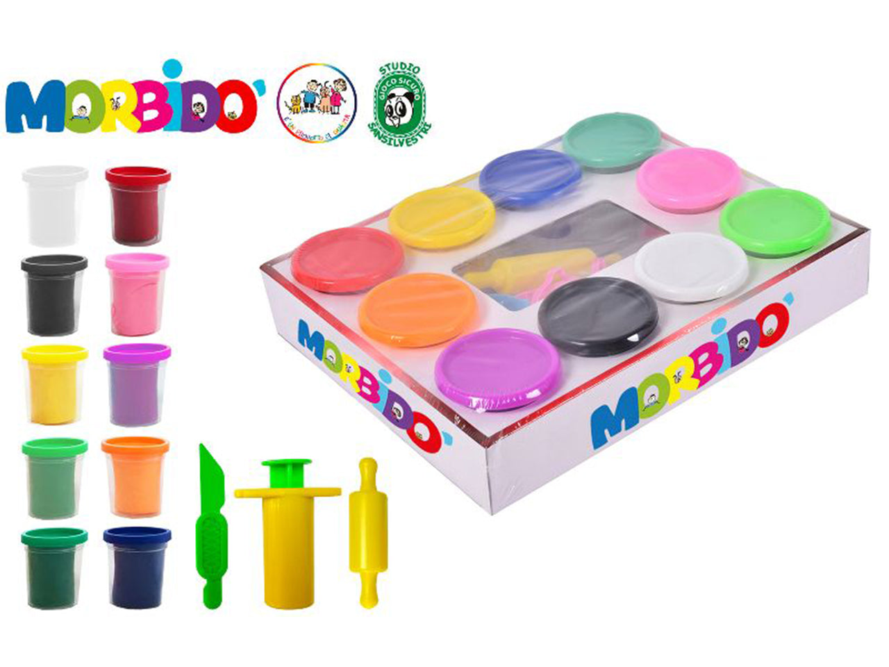 Plastilina barattolo 1000g 31x25 10pz+3formine