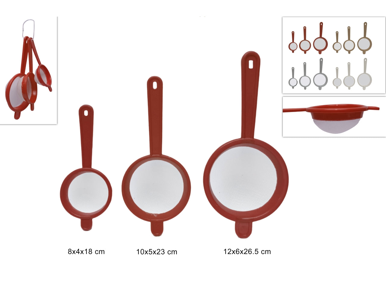 Colino set 3 misure in 4 colori assortiti