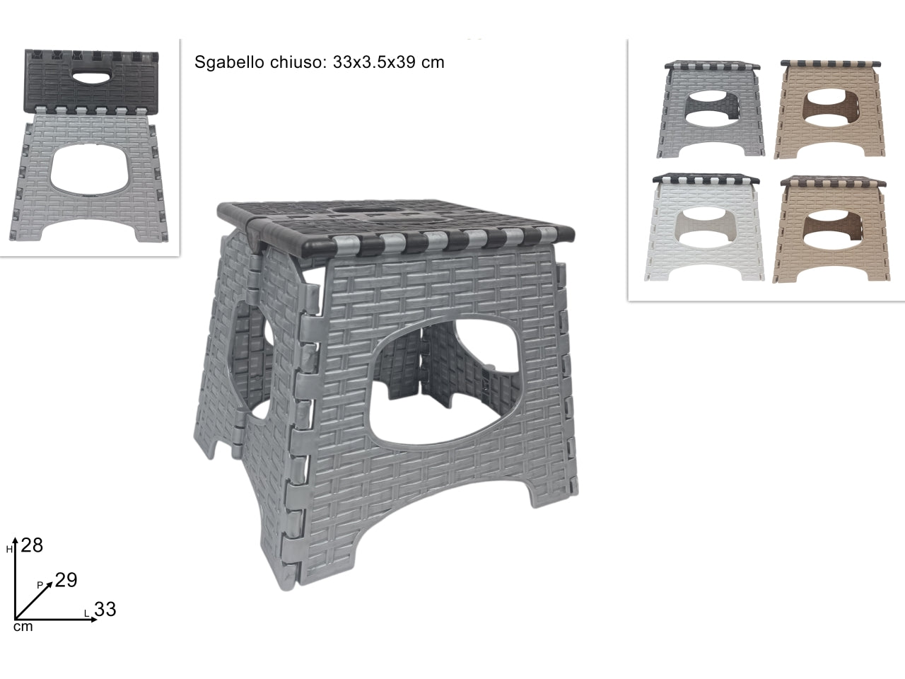 Sgabello richiudibile 28cm 4 colori assortiti