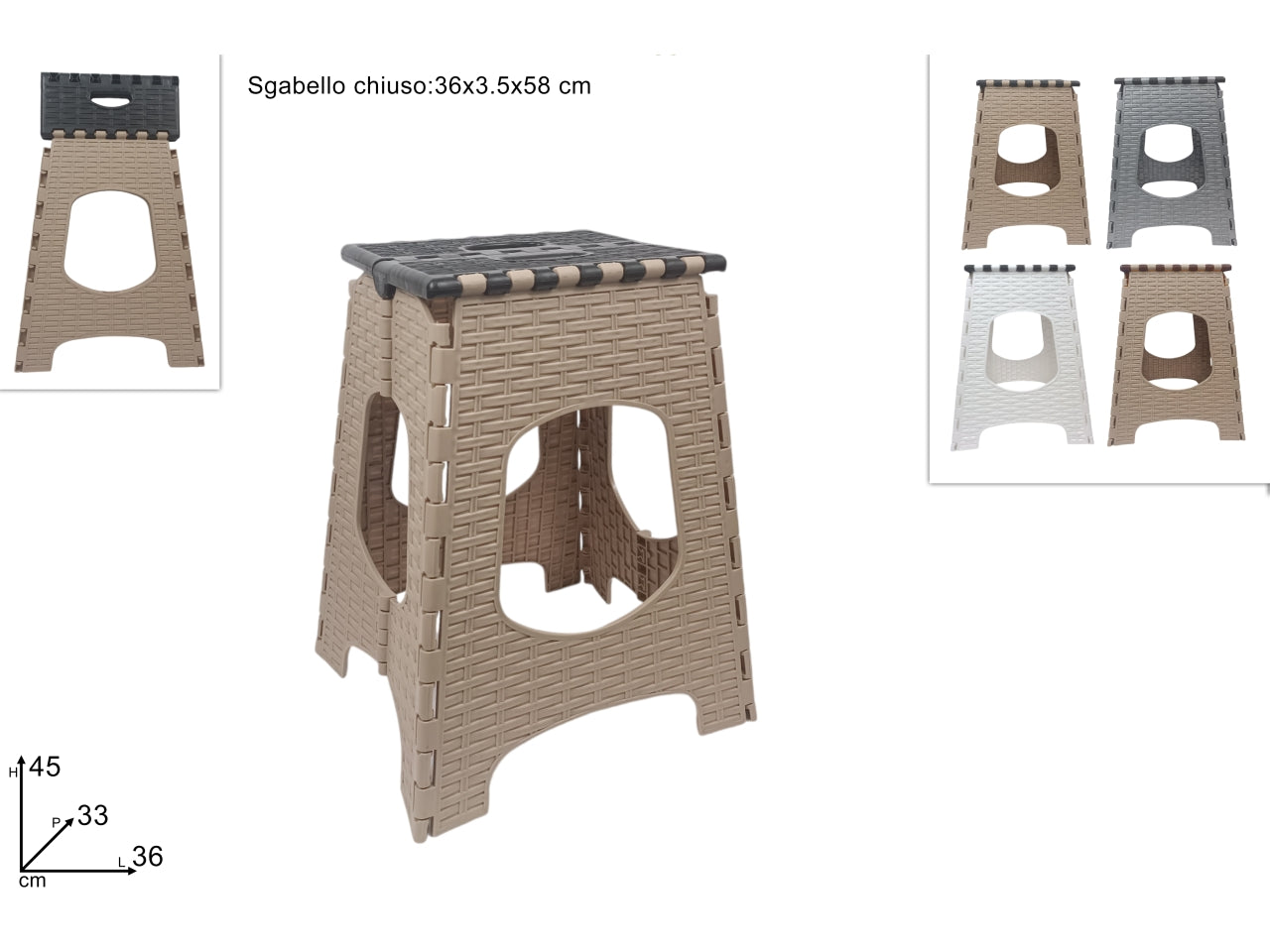 Sgabello richiudibile 45cm 4 colori assortiti