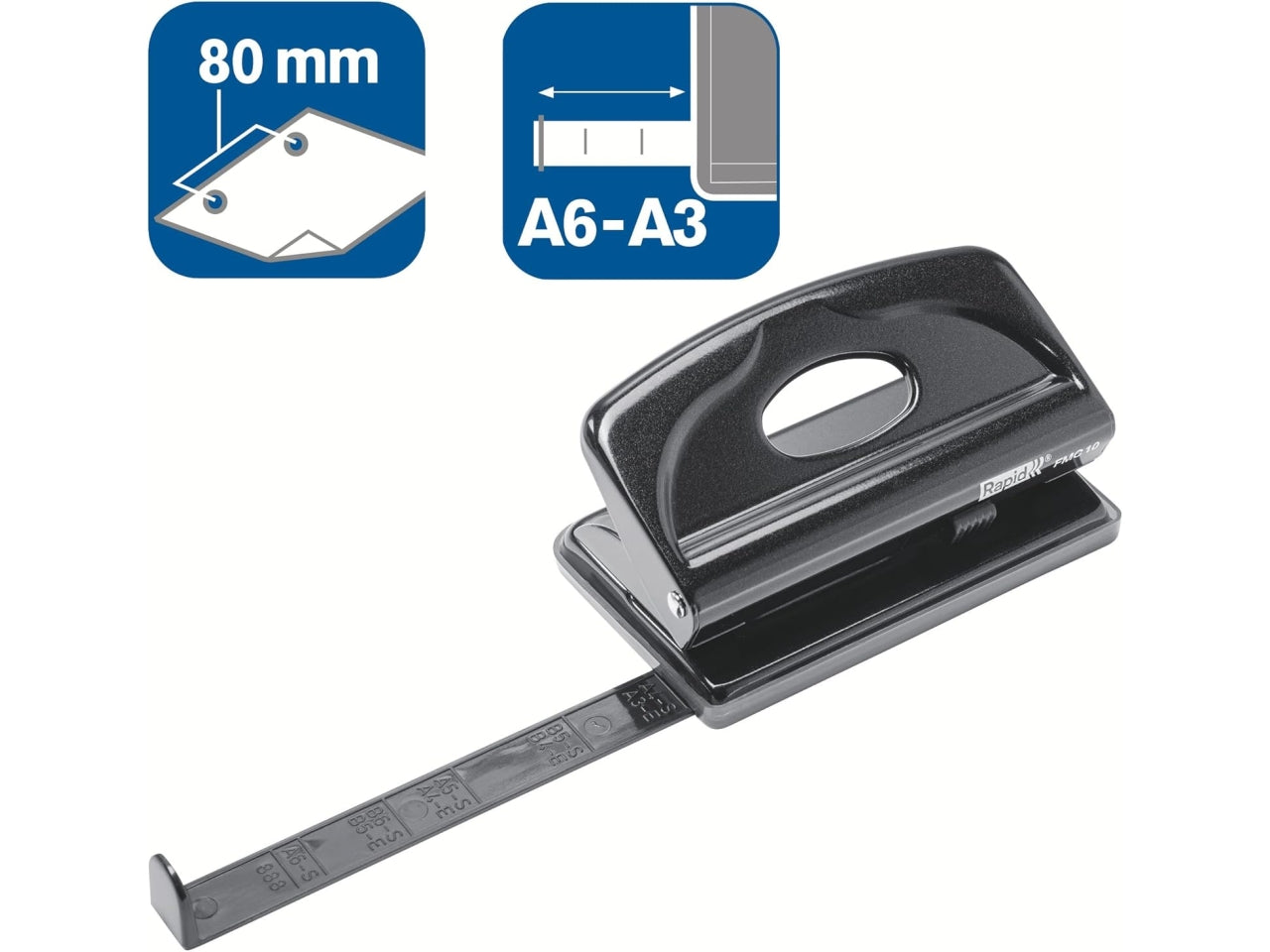 Rapid perforatore 2 fori con guida regolabile, perforazione fino a 10 fogli