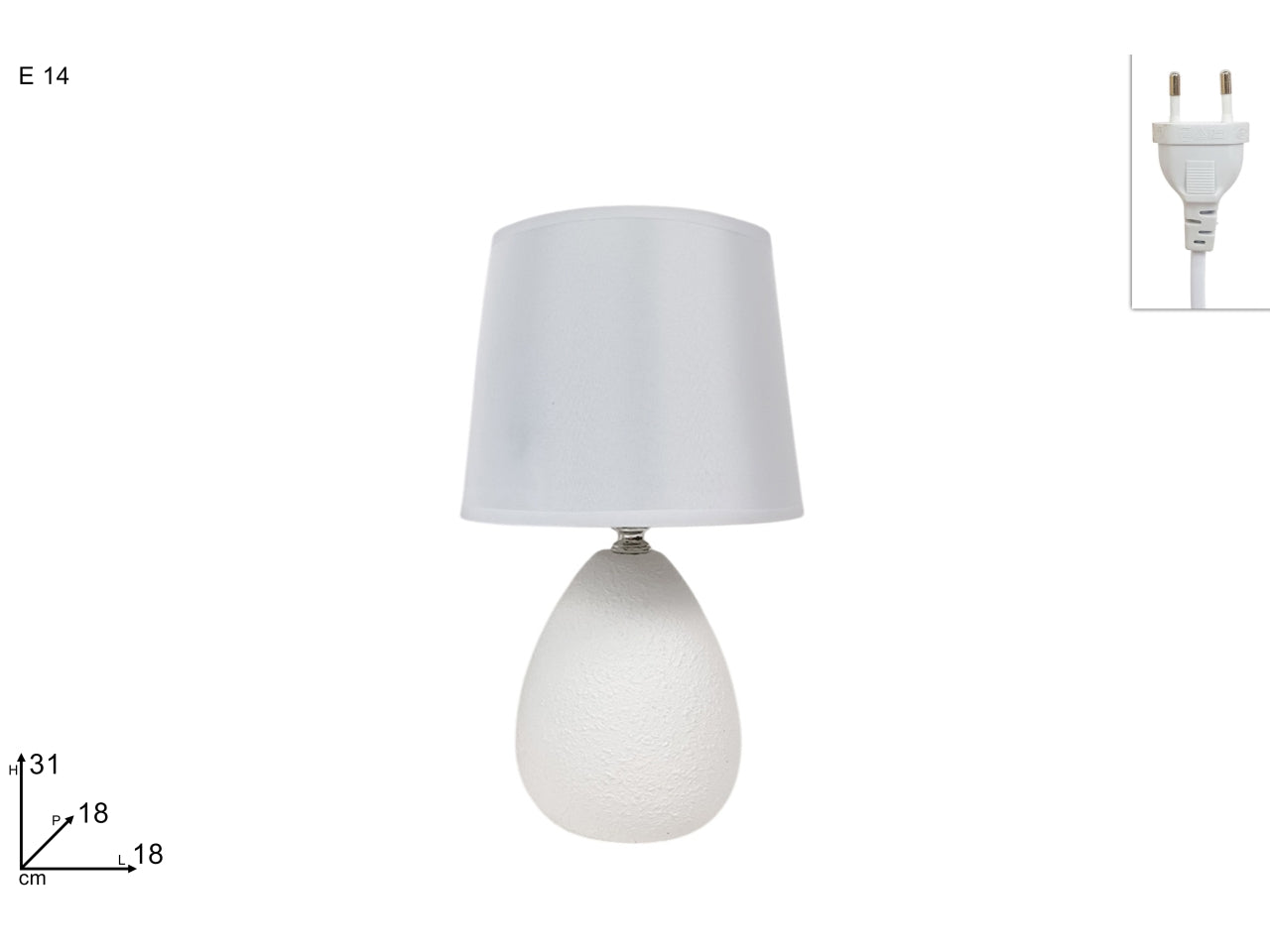 Lume in ceramica a uovo 31cm bianco