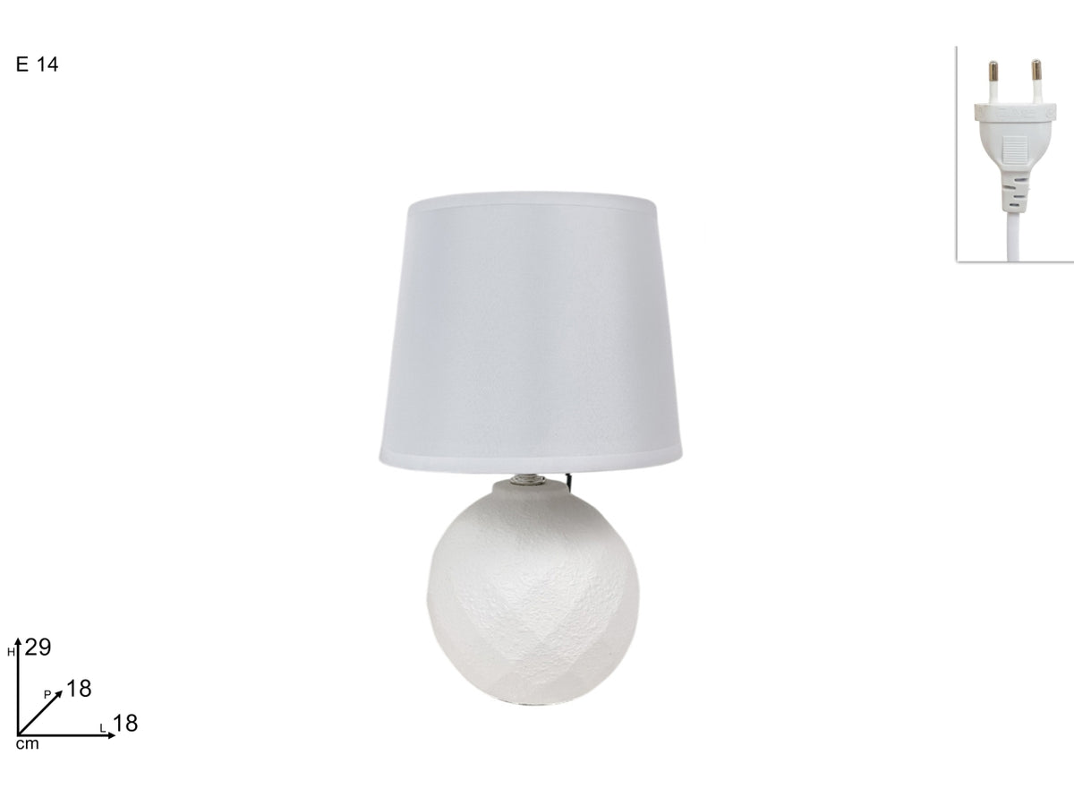 Lume in ceramica 29cm, fantasia a rombi bianco
