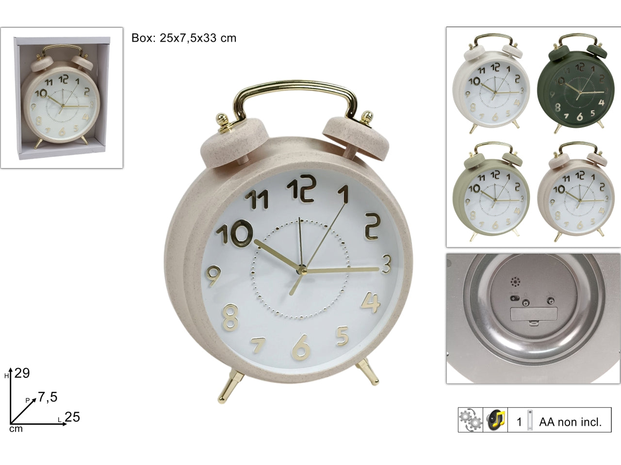 Orologio sveglia in 4 varianti di colori