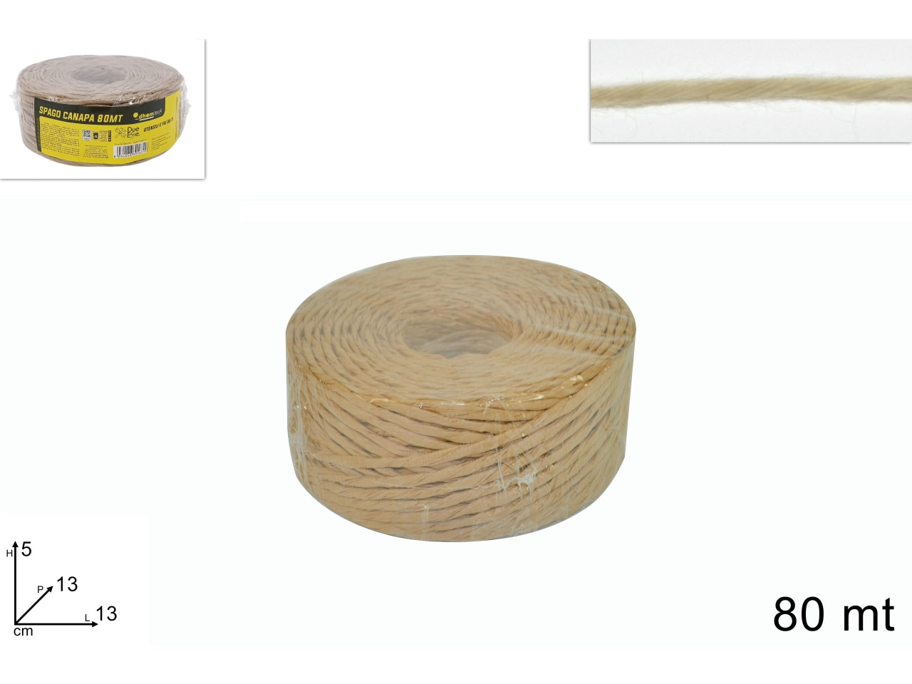 Spago in canapa rotolo 80mt
