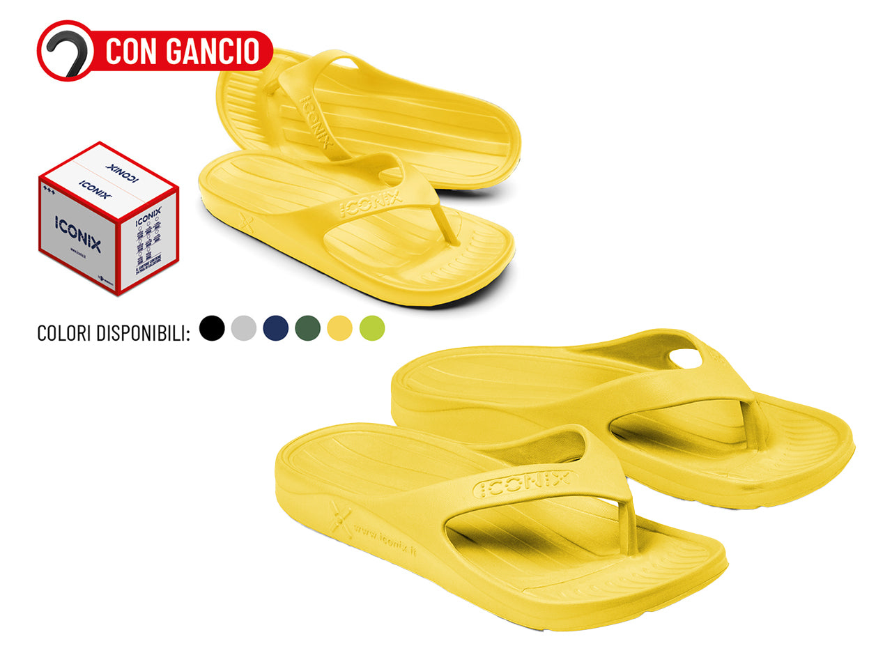 Infradito uomo iconix made in italy con gancio tg dal 41/46 colori assortiti