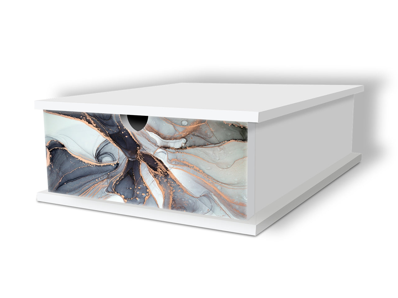 Porta capsule white 27x33x11cm marble waves grey