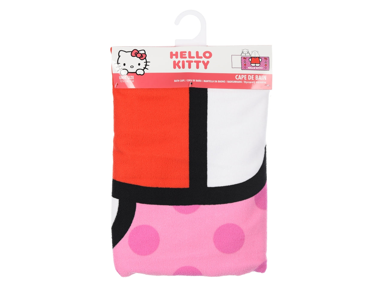 Hello kitty telo mare con cappuccio rosa