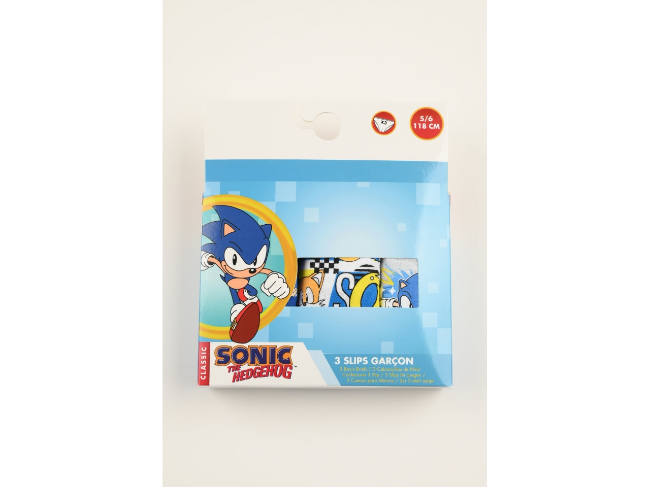 Sonic classic mutandine in box da 3 pezzi, taglia 3/4anni