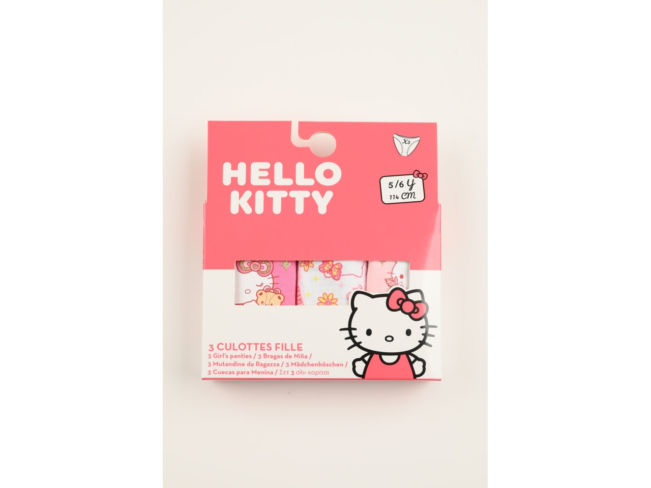 Hello kitty mutandine in box da 3 pezzi, taglia 5/6anni
