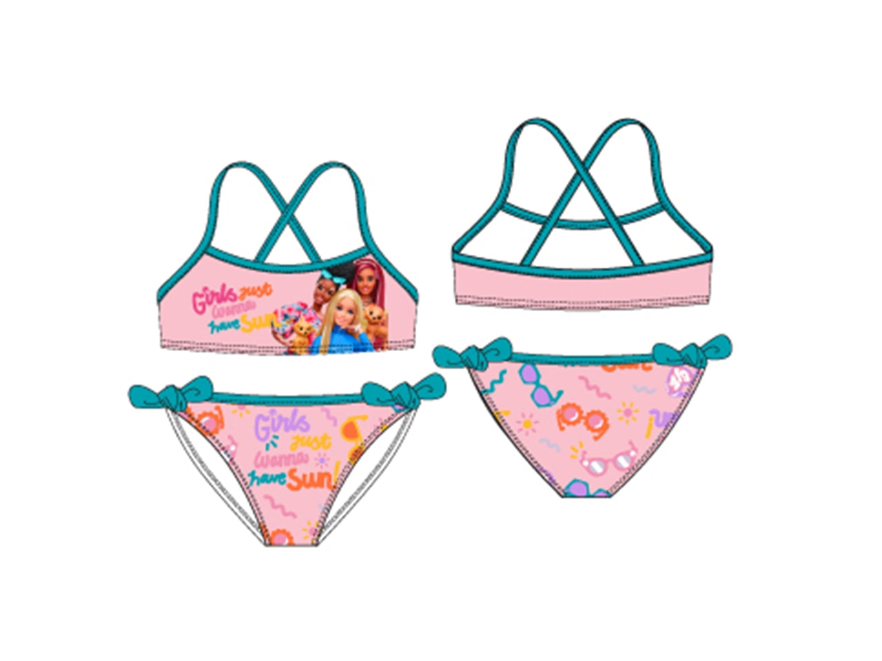 Barbie costume mare bikini taglie dalla 4 alla 10 anni  rosa chiaro