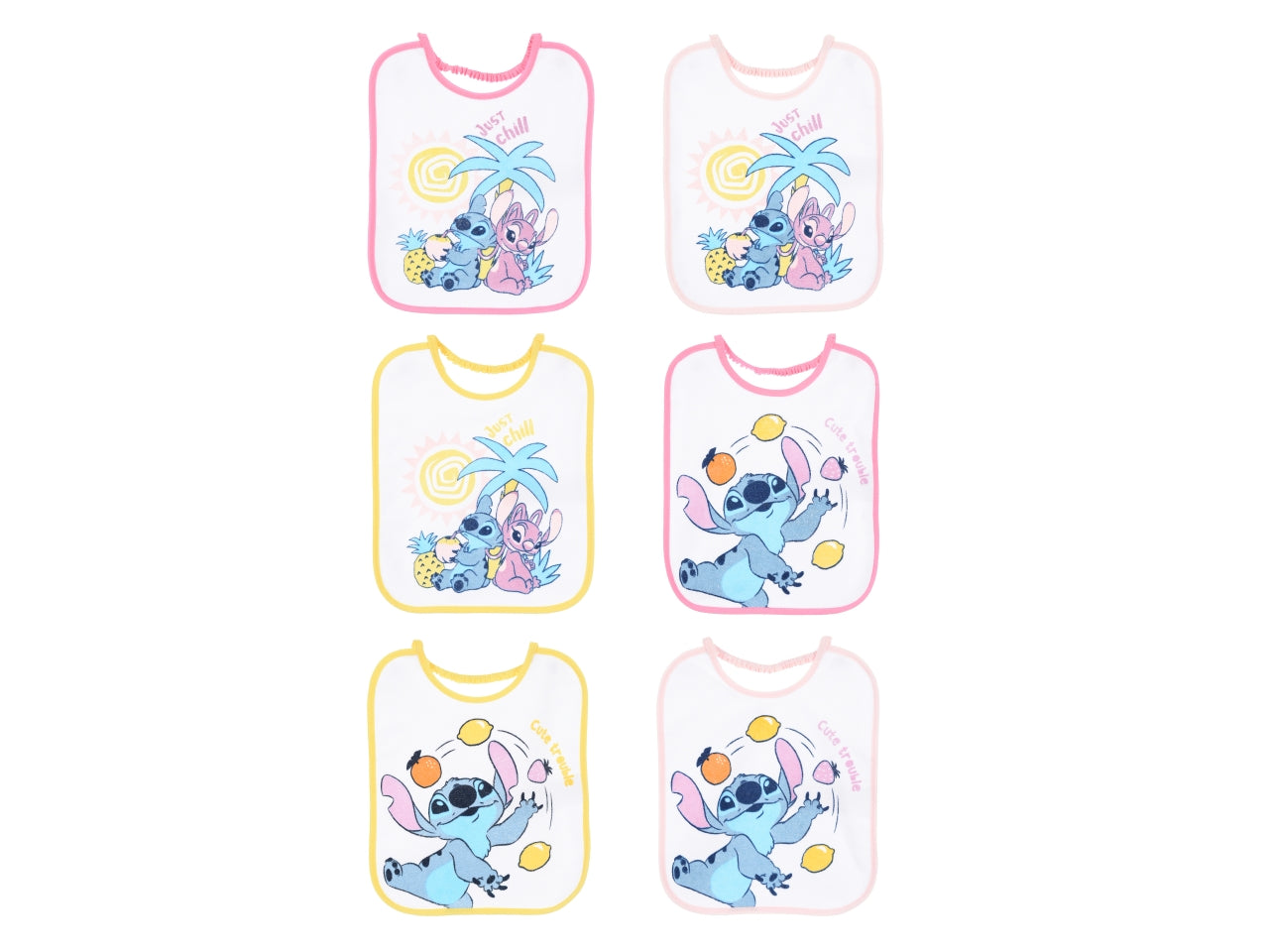 Lilo e stitch set 6 bavette 27x22,5cm assortite