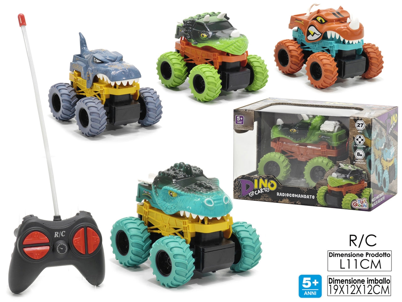 Auto dinosauro r/c 27mhz 4assortiti