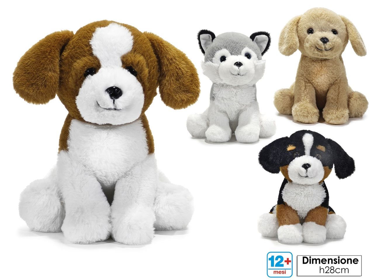 Peluche morbidosi cane h28cm 4assortiti